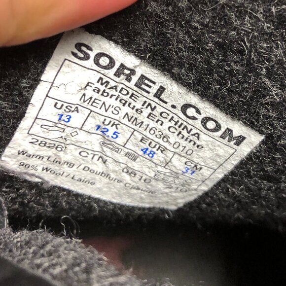 Sorel men black lace up boots, upper synthetic, wool lining, 13 - Picture 12 of 13